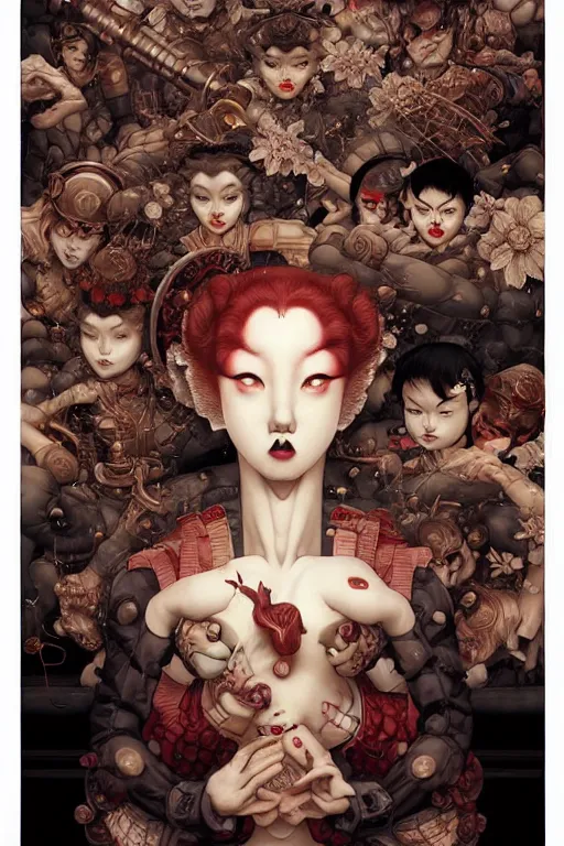 Image similar to 🔞🤡🤼, dynamic lighting, symmetrical dimension, rotary, x - y priority, detailed, by bambang nurdianshyah, garis edelweiss, roby dwi antono and ayami kojima, takato yamamoto, barclay shaw, karol bak, yukito kishiro, norman rockwell