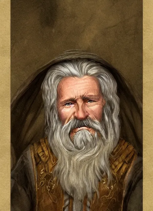 Prompt: character portrait old male hobbi fantasy