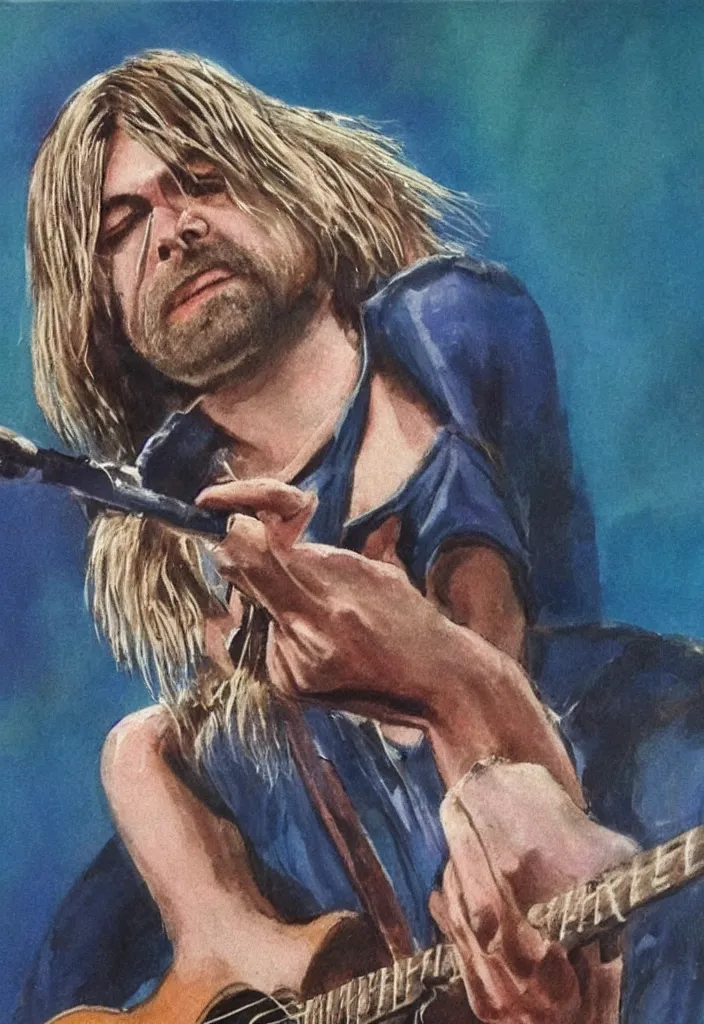 Prompt: Kurt Cobain playing the guitar, photorealistic, detailed, 4K