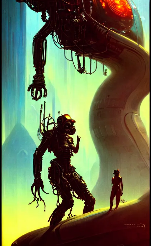 Prompt: exquisite imaginative scifi alien poster art, movie art, cyberpunk, james gurney, james jean, frank frazetta, 8 k, denoised, sharp, crisp, high quality, cinematic