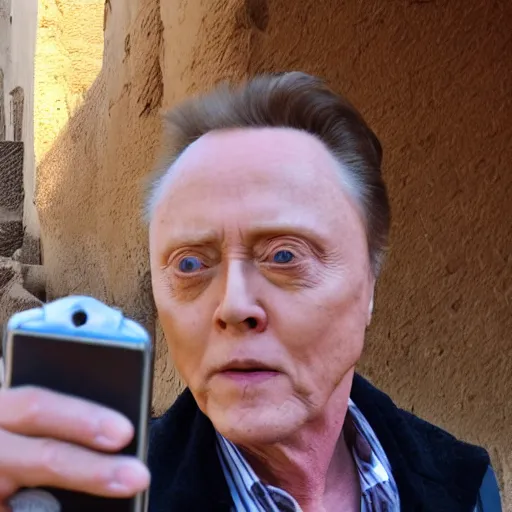 Image similar to christopher walken taking a selfie in egypt, hd 4 k photo