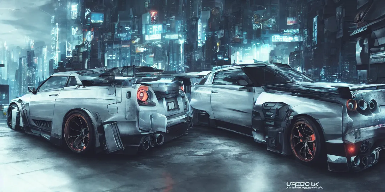 Image similar to cyberpunk nissan gtr, hyperdetailed, artstation, accurate, octane render, 8k