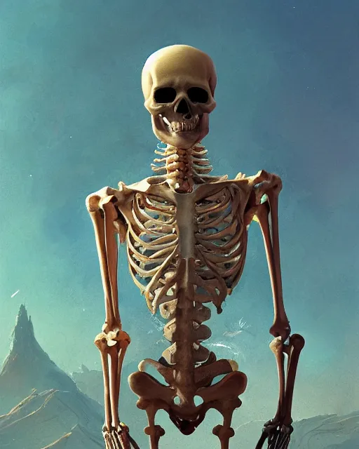 Image similar to skeleton made of lsd pills, clear sky, scifi character portrait by greg rutkowski esuthio craig mullins