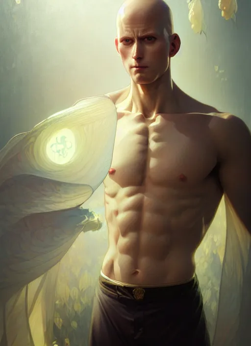 Prompt: ultra realistic illustration, handsome saitama, intricate, elegant, highly detailed, digital painting, artstation, concept art, smooth, sharp focus, illustration, art by artgerm and greg rutkowski and alphonse mucha and wlop