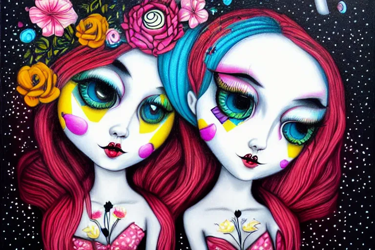 Prompt: pop-surrealism Lowbrow art painting in the style of Jasmine Becket-Griffith