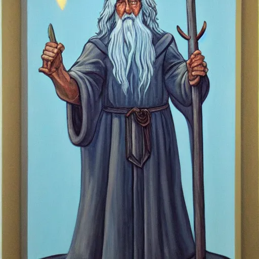 Image similar to gandalf as deity, painting