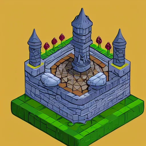 Image similar to isometric view of wizard tower, lineart