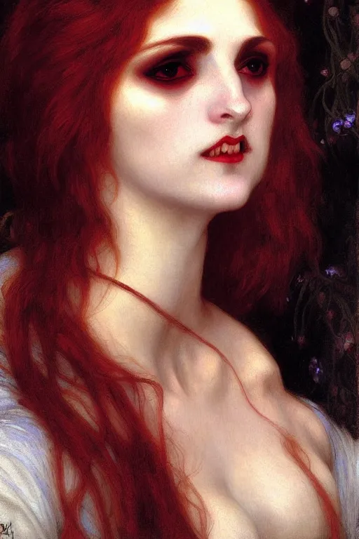 Image similar to victorian vampire, painting by rossetti bouguereau, detailed art, artstation