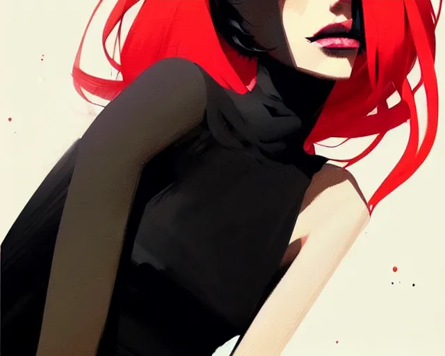 Image similar to a ultradetailed beautiful panting of a stylish woman wearing a black dress, by conrad roset, greg rutkowski and makoto shinkai, trending on artstation