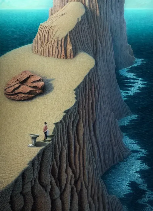 Image similar to A hyper-detailed 3d render like a Oil painting of the Aquatic-Cliffs of the Great-Sand-Sea, surrealism!!!!! surreal concept art, lifelike, photorealistic, digital painting, aesthetic, smooth, sharp focus, Artstation HD, by Greg Rutkowski, Chris Tulloch McCabe, Valentina Remenar and Asher Duran,