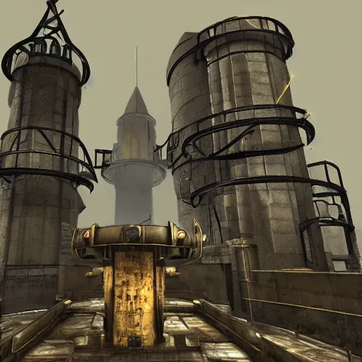 Image similar to a steampunk version of the citadel from half - life