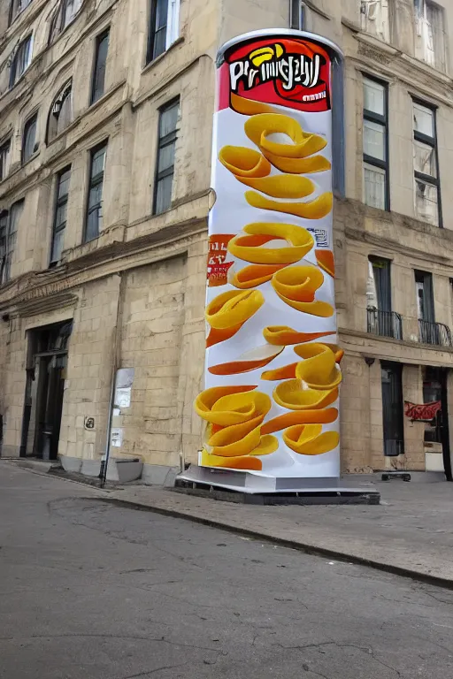 Image similar to a building made of pringles