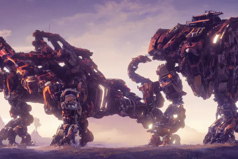 Image similar to shell - walker machine mecha animal beast robot of horizon forbidden west horizon zero dawn bioluminiscence global illumination ray tracing hdr fanart arstation by sung choi and eric pfeiffer and gabriel garza and casper konefal