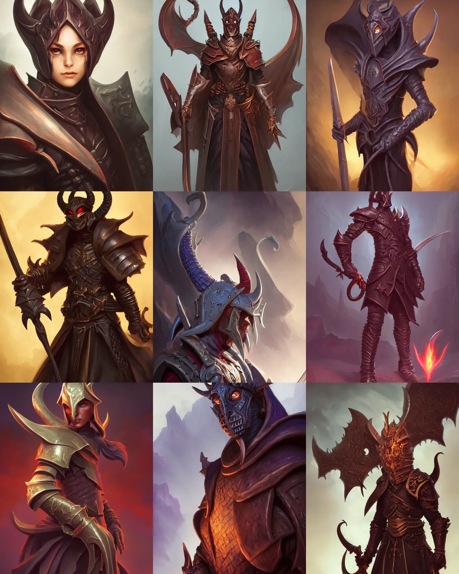 Prompt: totally not evil tiefling paladin, highly detailed, d & d, fantasy, highly detailed, digital painting, trending on artstation, concept art, sharp focus, illustration, global illumination, shaded, art by artgerm and greg rutkowski and fuji choko and viktoria gavrilenko and hoang lap