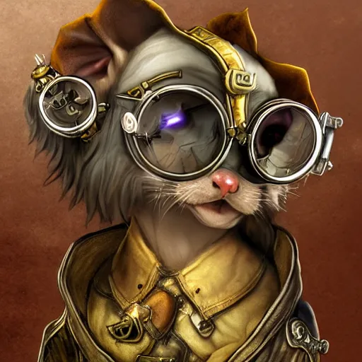 Prompt: a rat with steampunk googles, from Lineage 2