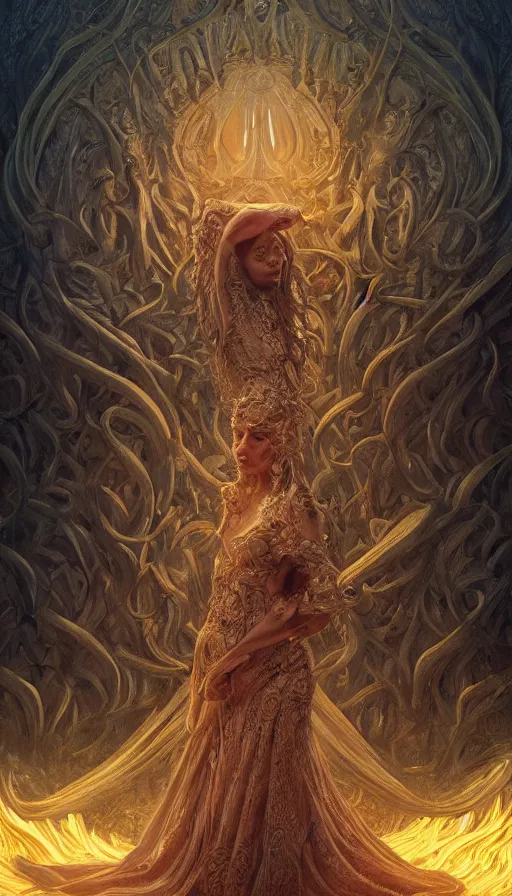 Image similar to death, fame of thrones, lord of daggers, neon, fibonacci, sweat drops, intricate fashion clothing, insane, intricate, highly detailed, surrealistic, digital painting, artstation, concept art, smooth, sharp focus, illustration, Unreal Engine 5, 8K, art by artgerm and greg rutkowski and alphonse mucha