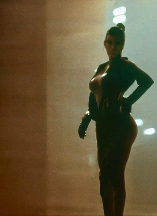 Image similar to a movie still of kim kardashian as rick deckard in blade runner