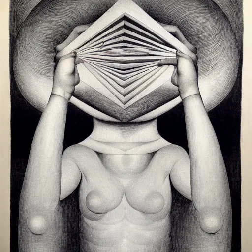 Image similar to lithography on paper secret artefact conceptual figurative post - morden monumental dynamic portrait by william blake and escher and hogarth, inspired by magritte, illusion surreal art, highly conceptual figurative art, intricate detailed illustration, controversial poster art, polish poster art, geometrical drawings, no blur