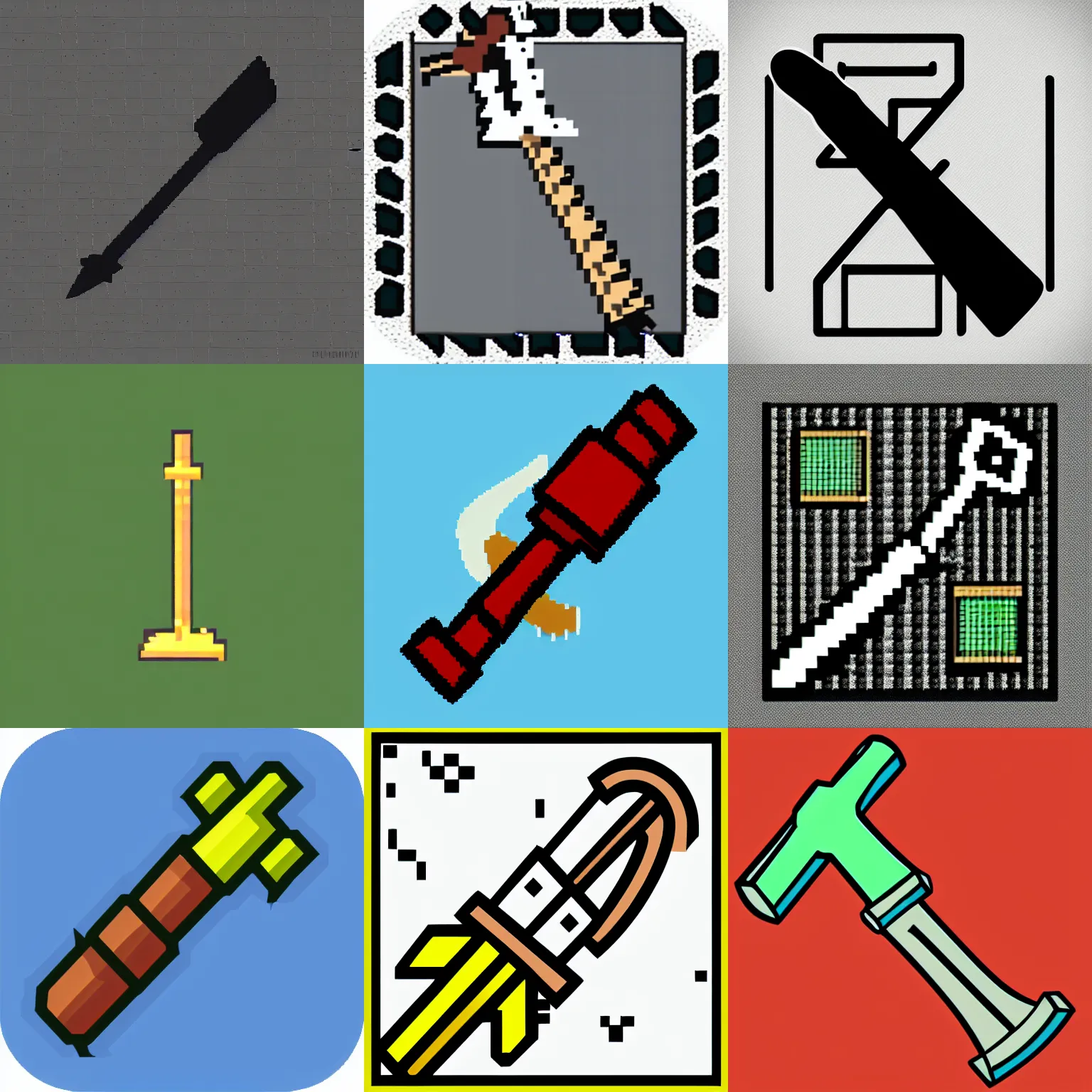 Prompt: retro sprite icon of an axe, minimalist, rpg