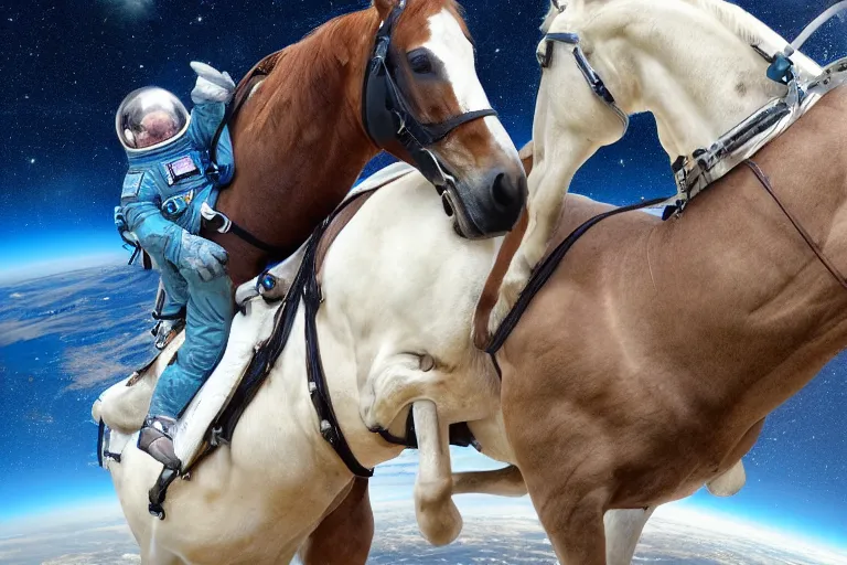 Image similar to horse on top of an astronaut, astronaut under the horse, arstation