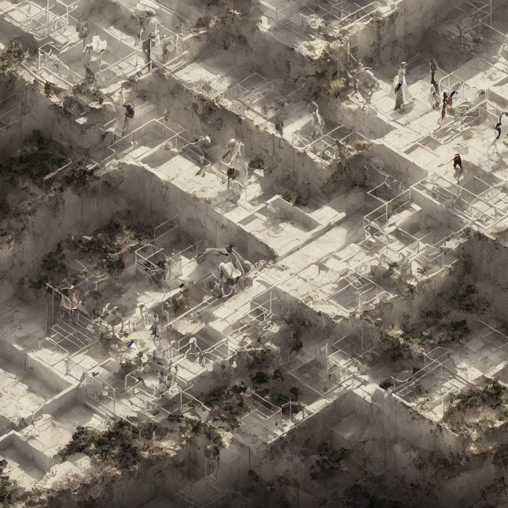 Image similar to cartoon manga anime render of a bioremediation white architecture in the desert, smooth, rossdraws, norman rockwell, emiliano ponzi, epic composition, hd, octane, unreal engine, volumetric lighting, light rays, masterpiece, award - winning