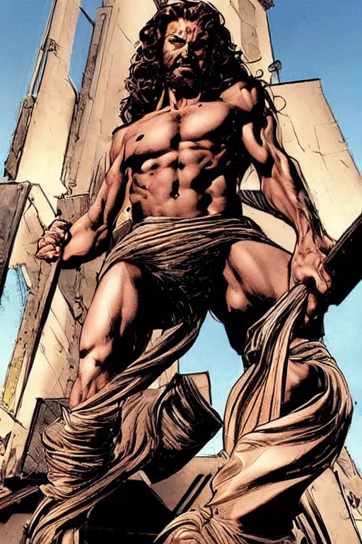 Prompt: character art by mike deodato, jesus, absolute chad