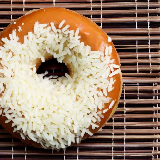 Prompt: a donut made out of rice