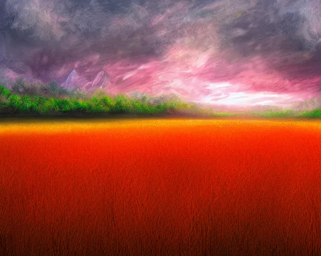 Prompt: fields of flame, digital art