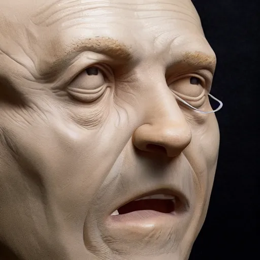 Image similar to close - up of a new sculpture by ron mueck, studio photo