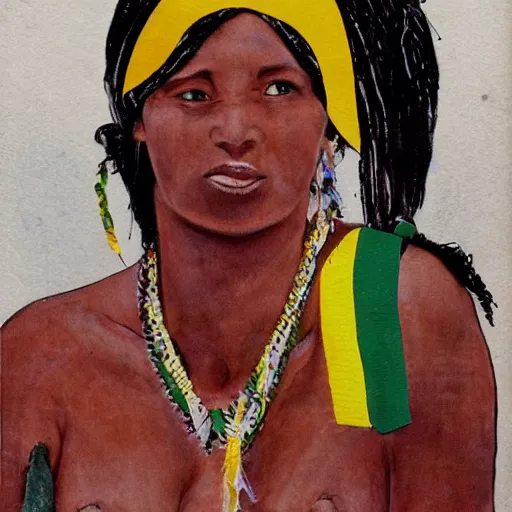 Prompt: brazilian afron woman by dora kallmus