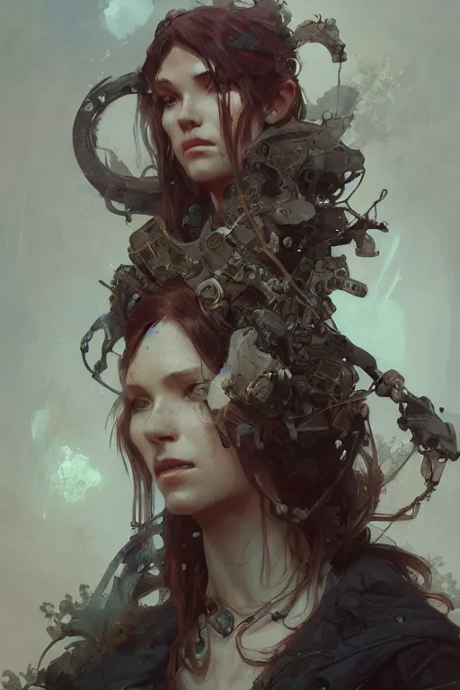 Image similar to A full portrait of a beautiful post apocalyptic offworld huntress, intricate, elegant, highly detailed, digital painting, artstation, concept art, smooth, sharp focus, illustration, art by Krenz Cushart and Artem Demura and alphonse mucha