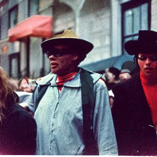 Image similar to An eccentric college student, 35mm film, by Saul Leiter, Jamel Shabazz, Nan Goldin