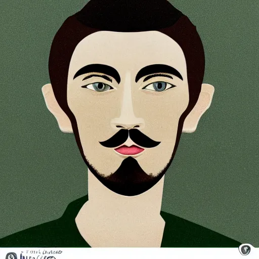 Image similar to young man, long hair!!!!, short facial hair, no mustache, dark green eyes, dark eyebrows, light widows peak light facial hair, in the style of mauritz cornelis escher, in - frame