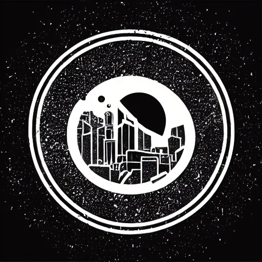 Image similar to tattoo png logo of black hole rising above city, city destroyed by shockwave, black hole with accretion disс, digital art, vector logo, sticker, black and white, art by stefan koidl, brock hofer, marc simonetti