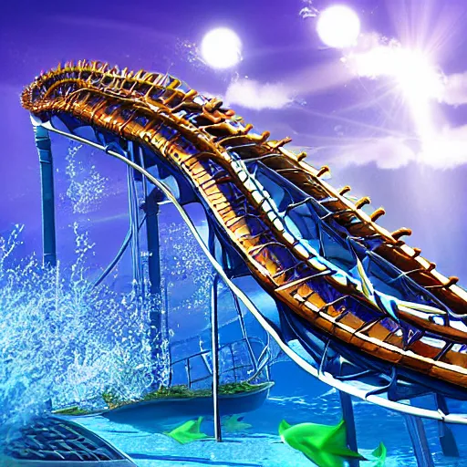 underwater roller coaster photorealistic detailed Stable Diffusion