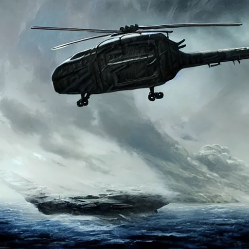 Image similar to concept art prometheus helicopter by james cameron