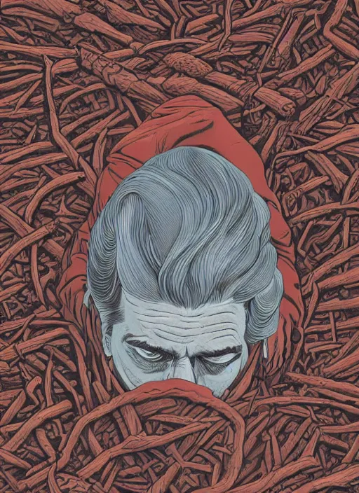 Image similar to dale cooper, kyle mclaughlin, in a shallow grave, top view, twin peaks poster art, from scene from twin peaks, by michael whelan, artgerm, retro, nostalgic, old fashioned, 1 9 8 0 s teen horror novel cover, book