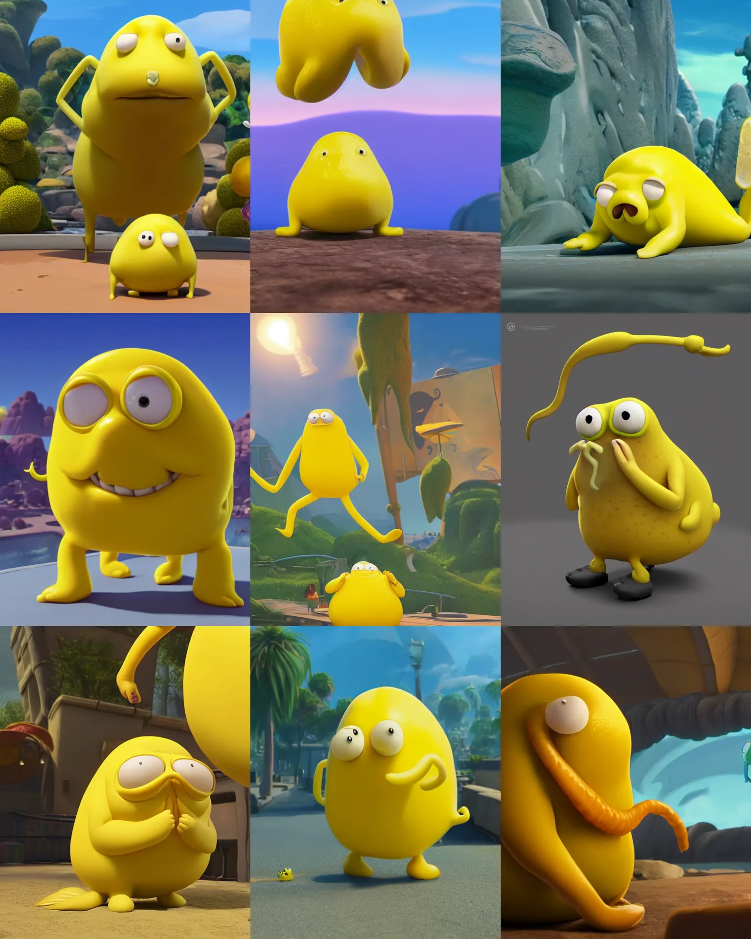 Prompt: a yellow lemon walrus lemon from the latest disney pixar film, stopmotion animation, detailed, cgi, greg, ross tran, rendered in unreal engine, Adventure Time, Rick and Morty, bizarre, lemon