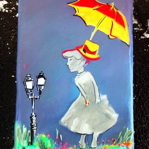 Image similar to mary poppins chalk painting
