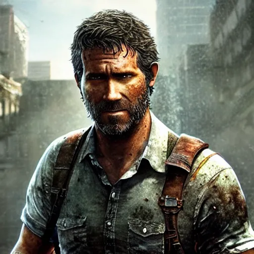Image similar to ryan reynolds as a character in the last of us