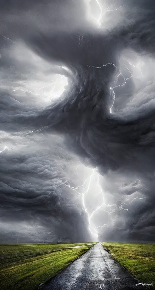 Prompt: hyperrealistic fantasy artwork of tornado storm