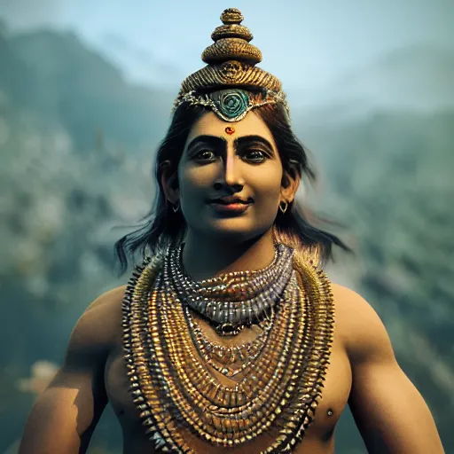 Image similar to portrait of shiva, ultra realistic photography, highly detailed, photorealistic, octane render, 8 k, unreal engine