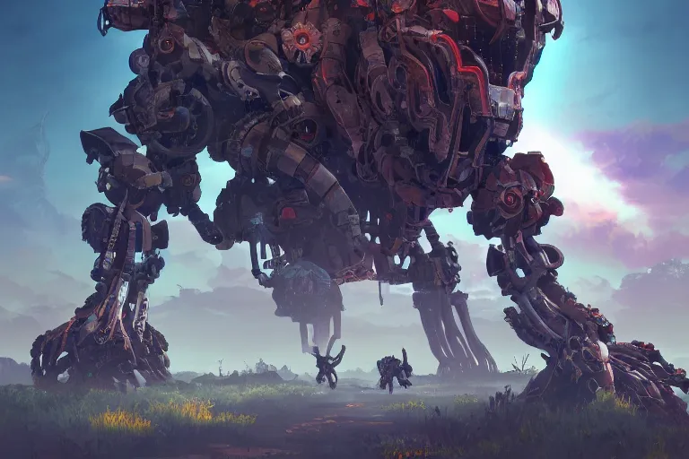 Image similar to watcher machine mecanical creature robot of horizon forbidden west horizon zero dawn bioluminiscence global illumination ray tracing hdr fanart arstation by ian pesty and alena aenami artworks in 4 k