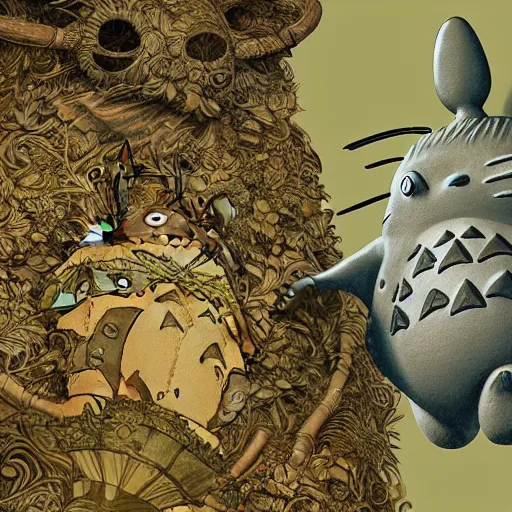 Image similar to totoro, intricate detail, royo, klimt, miro, vallejo, frazetta, giger, whealan, hd, unreal engine,