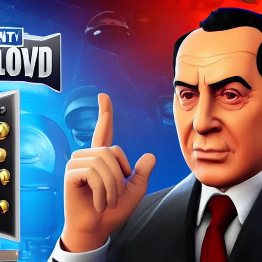 Prompt: Silvio Berlusconi in Fortnite very detailed 4k quality super realistic