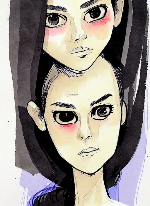 Prompt: a portrait of a pretty young lady by dustin nguyen