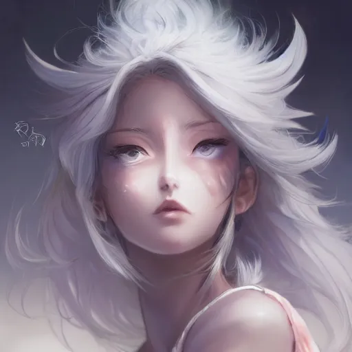 Image similar to character concept art of an anime stormy cloud goddess | | cute - fine - face, pretty face, realistic shaded perfect face, fine details by stanley artgerm lau, wlop, rossdraws, james jean, andrei riabovitchev, marc simonetti, and sakimichan, tranding on artstation