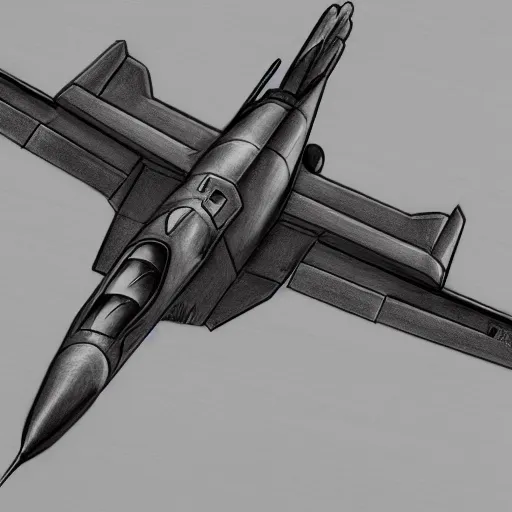 Prompt: modern jet fighter shaped like a mythical dragon carrying a full set of missiles high in the sky, hyper realistic, digital pencil art