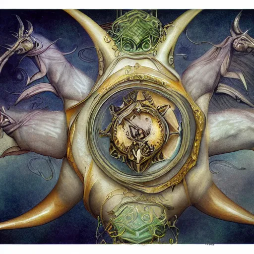 Prompt: detailed and sharp capricorn artistic zodiac artwork, mystic style, detailed, 8 k, detailed, symmetrical, by brian froud