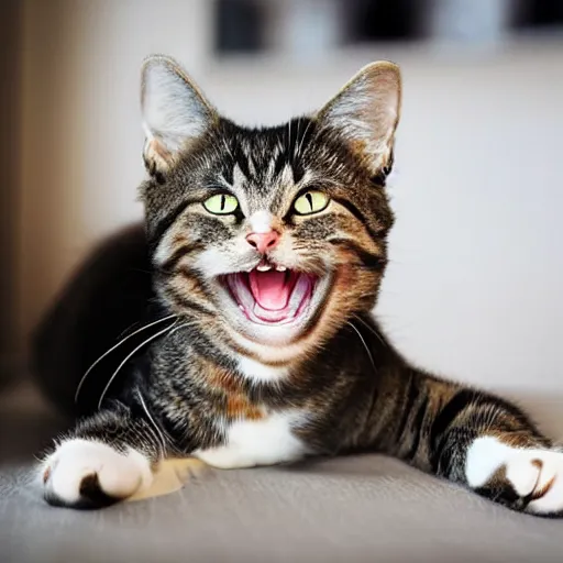 Image similar to cat laughing at hilarious joke